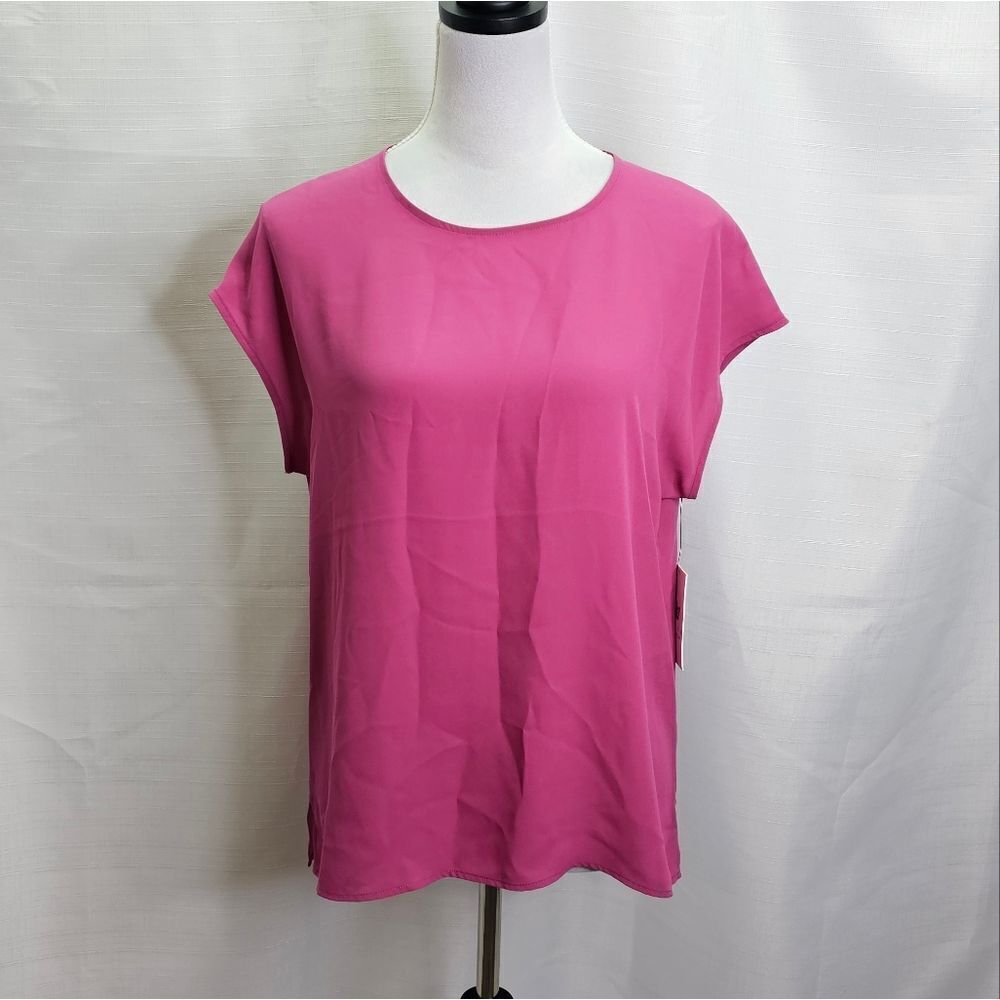 Chaus Pink Cap Sleeve Popover Blouse Size Small